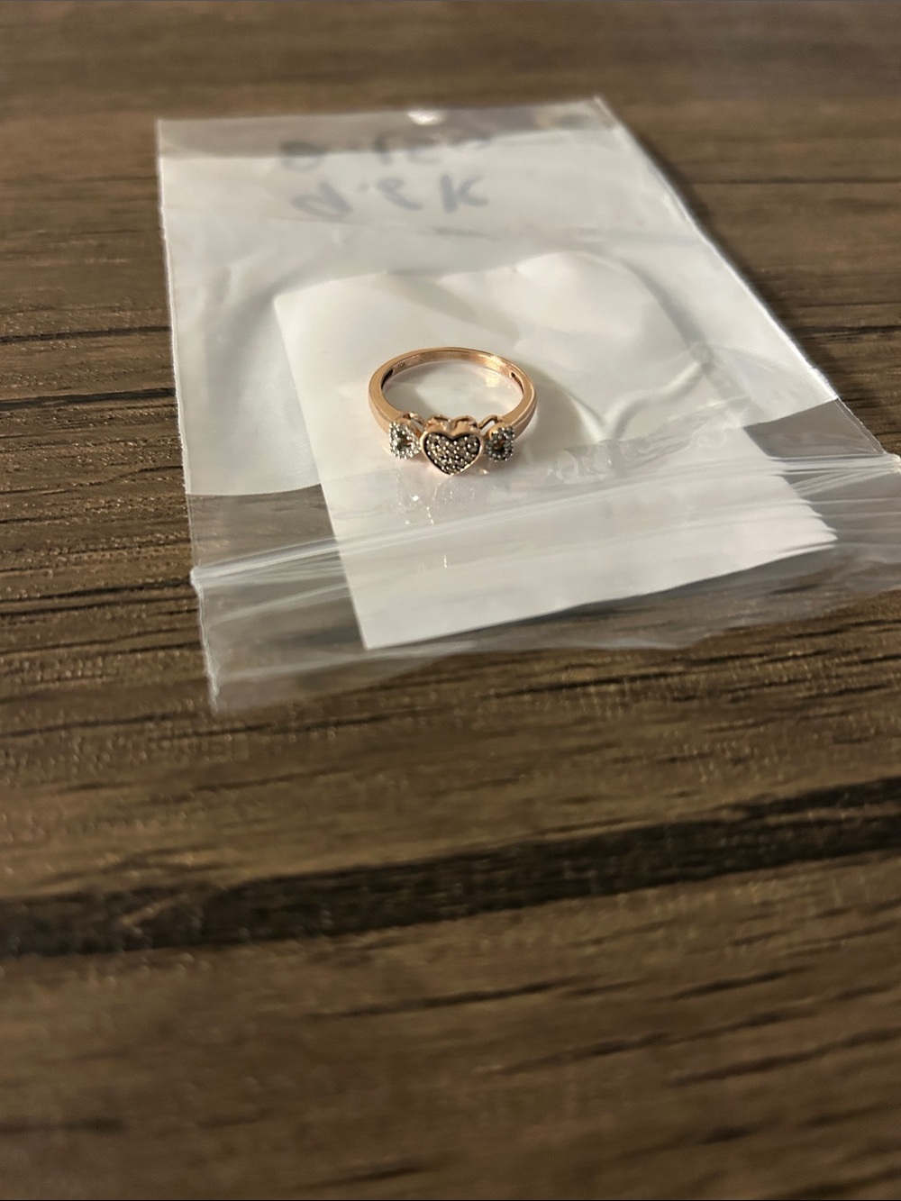 Heart Accent Rose Gold Ring with Pavé Stones Size 6